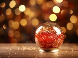 Christmas composition with copy space and bokeh background AI Generative photo