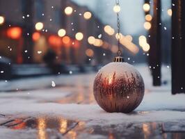 Christmas composition with copy space and bokeh background AI Generative photo