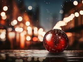 Christmas composition with copy space and bokeh background AI Generative photo