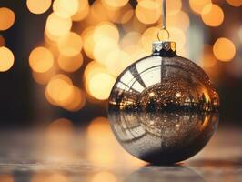 Christmas composition with copy space and bokeh background AI Generative photo