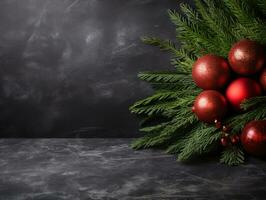 Christmas composition with copy space and bokeh background AI Generative photo