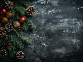 Navidad composición con Copiar espacio y bokeh antecedentes ai generativo foto