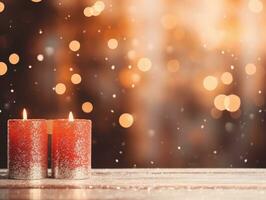 Navidad composición con Copiar espacio y bokeh antecedentes ai generativo foto