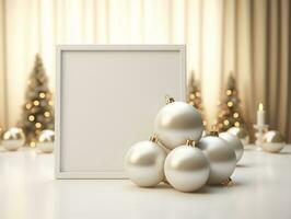 Christmas composition with copy space and bokeh background AI Generative photo