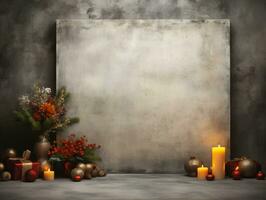 Christmas composition with copy space and bokeh background AI Generative photo