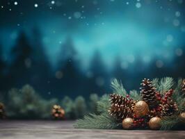 Christmas composition with copy space and bokeh background AI Generative photo