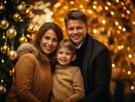The family enjoys celebrating Christmas Eve together AI Generative photo