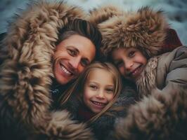 el familia disfruta celebrando Navidad víspera juntos ai generativo foto