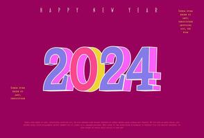 2024 contento nuevo año. modelo con vistoso letra logo para calendario, póster, volantes, bandera. vector