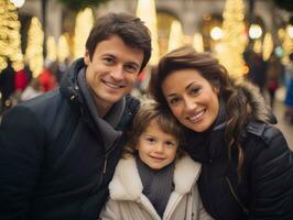 el familia disfruta celebrando Navidad víspera juntos ai generativo foto