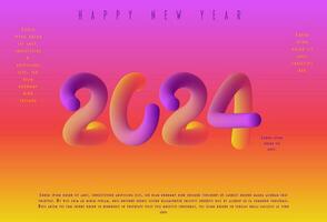 2024 happy new year. Template with colorful letter logo for calendar, poster, flyer, banner. vector