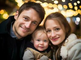 el familia disfruta celebrando Navidad víspera juntos ai generativo foto