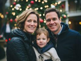 el familia disfruta celebrando Navidad víspera juntos ai generativo foto