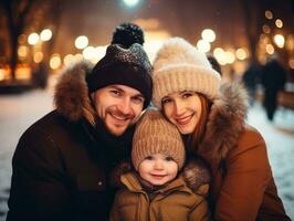 el familia disfruta celebrando Navidad víspera juntos ai generativo foto