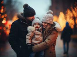 el familia disfruta celebrando Navidad víspera juntos ai generativo foto