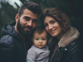 el familia disfruta celebrando Navidad víspera juntos ai generativo foto