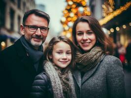 el familia disfruta celebrando Navidad víspera juntos ai generativo foto