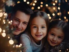 The family enjoys celebrating Christmas Eve together AI Generative photo