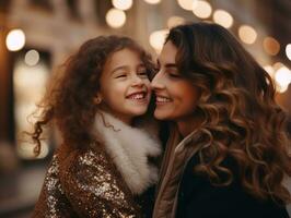 el familia disfruta celebrando Navidad víspera juntos ai generativo foto