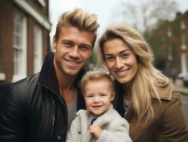 el familia disfruta celebrando Navidad víspera juntos ai generativo foto