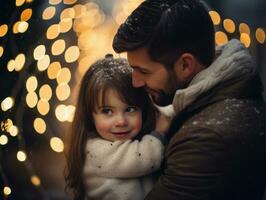 el familia disfruta celebrando Navidad víspera juntos ai generativo foto