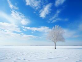 Minimalist winter landscape composition AI Generative photo