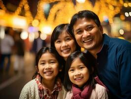 Asian family enjoys celebrating Christmas Eve together AI Generative photo