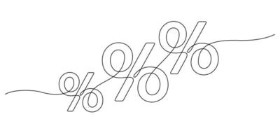 continuous line drawing of percent symbol triple minimalist vector