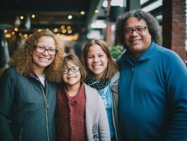 el interracial familia disfruta celebrando Navidad víspera juntos ai generativo foto