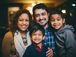 el interracial familia disfruta celebrando Navidad víspera juntos ai generativo foto