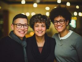 The Interracial family enjoys celebrating Christmas Eve together AI Generative photo
