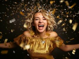 Woman attending a New Year Eve party in an elegant gown AI Generative photo