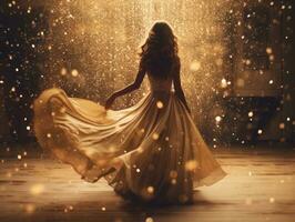 Woman attending a New Year Eve party in an elegant gown AI Generative photo