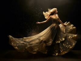 Woman attending a New Year Eve party in an elegant gown AI Generative photo