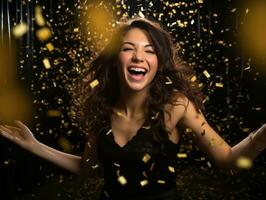 Woman attending a New Year Eve party in an elegant gown AI Generative photo