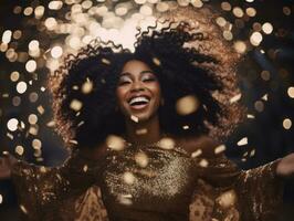 Woman attending a New Year Eve party in an elegant gown AI Generative photo