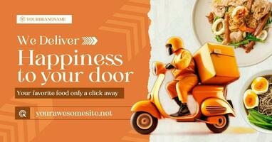 Modern Orange Pumpkin Color Season for Food Delivery Facebook Ads Template