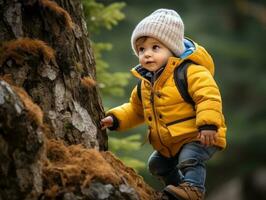 adorable bebé explorador el naturaleza ai generativo foto