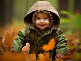 adorable bebé explorador el naturaleza ai generativo foto