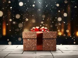 Christmas composition with copy space bokeh background AI Generative photo