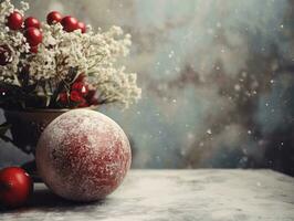 Christmas composition with copy space bokeh background AI Generative photo