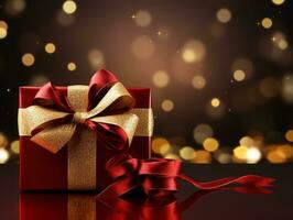 Christmas composition with copy space bokeh background AI Generative photo