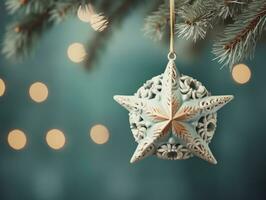 Christmas composition with copy space bokeh background AI Generative photo