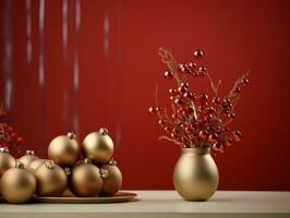 Christmas composition with copy space bokeh background AI Generative photo