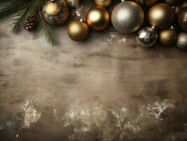 Christmas composition with copy space bokeh background AI Generative photo