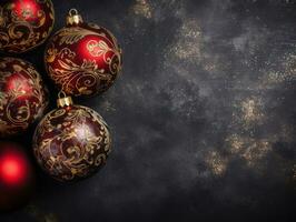 Christmas composition with copy space bokeh background AI Generative photo