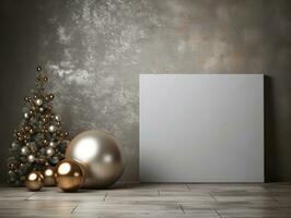 Christmas composition with copy space bokeh background AI Generative photo