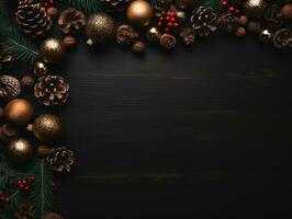 Christmas composition with copy space bokeh background AI Generative photo