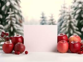 Christmas composition with copy space bokeh background AI Generative photo