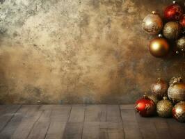 Christmas composition with copy space bokeh background AI Generative photo